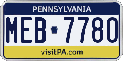 PA license plate MEB7780