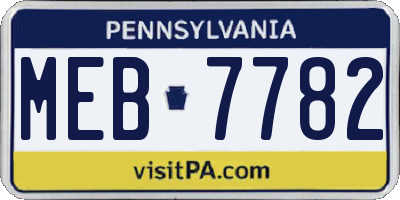 PA license plate MEB7782