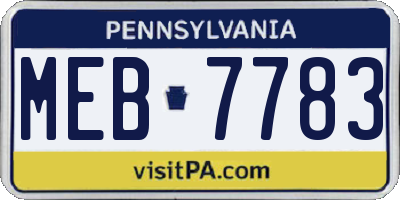 PA license plate MEB7783