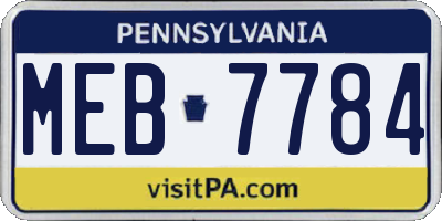 PA license plate MEB7784