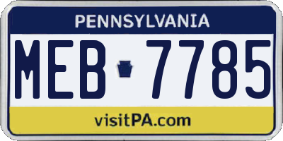 PA license plate MEB7785