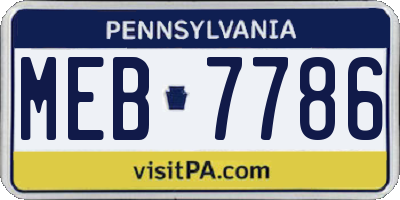 PA license plate MEB7786
