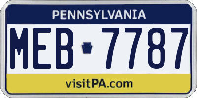 PA license plate MEB7787
