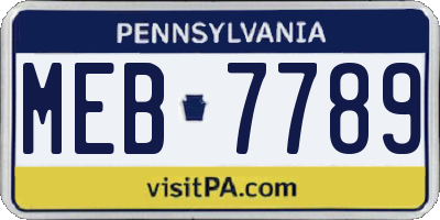 PA license plate MEB7789