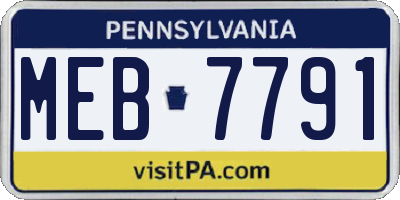 PA license plate MEB7791