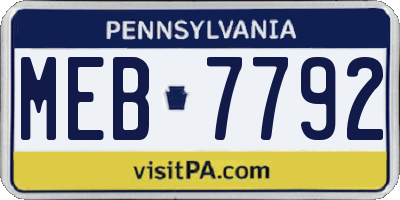 PA license plate MEB7792