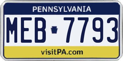 PA license plate MEB7793