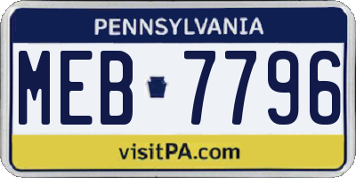 PA license plate MEB7796