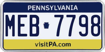 PA license plate MEB7798