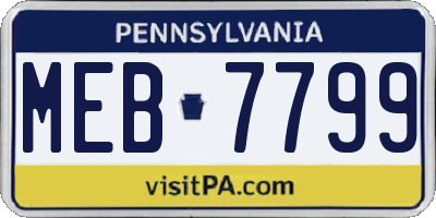 PA license plate MEB7799