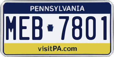 PA license plate MEB7801