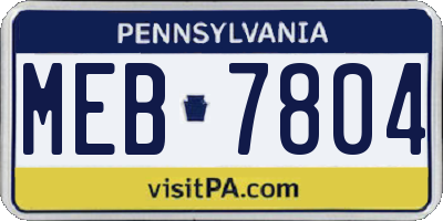 PA license plate MEB7804