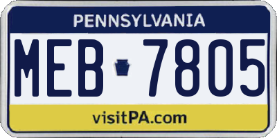 PA license plate MEB7805