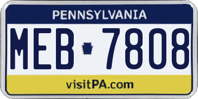 PA license plate MEB7808