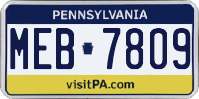 PA license plate MEB7809
