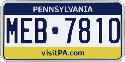 PA license plate MEB7810
