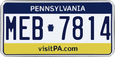PA license plate MEB7814