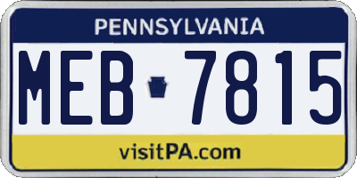 PA license plate MEB7815