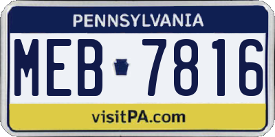 PA license plate MEB7816