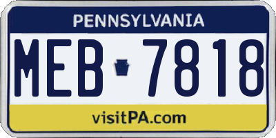 PA license plate MEB7818