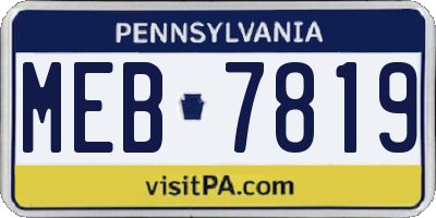 PA license plate MEB7819