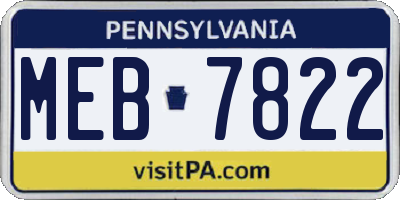 PA license plate MEB7822