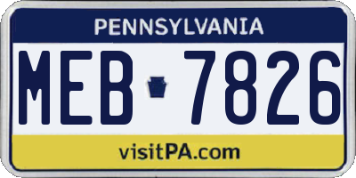 PA license plate MEB7826