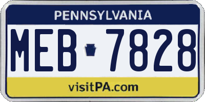 PA license plate MEB7828
