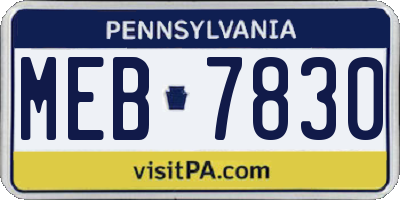 PA license plate MEB7830