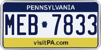 PA license plate MEB7833