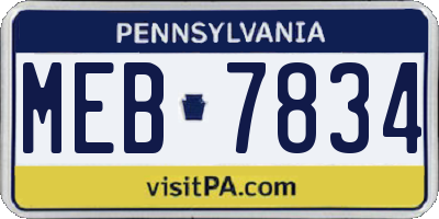 PA license plate MEB7834