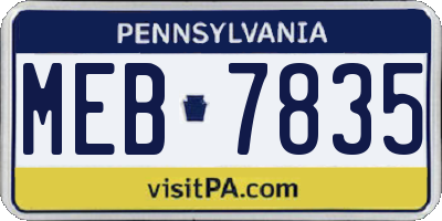 PA license plate MEB7835