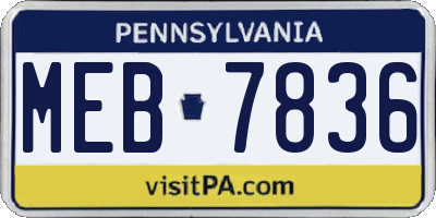 PA license plate MEB7836