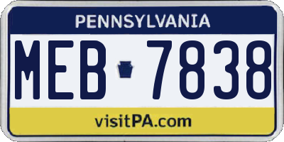 PA license plate MEB7838