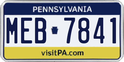 PA license plate MEB7841