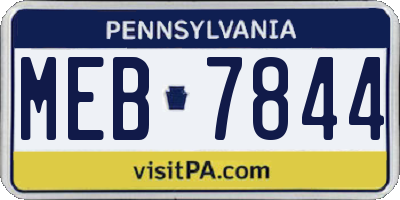 PA license plate MEB7844