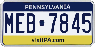 PA license plate MEB7845