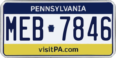 PA license plate MEB7846