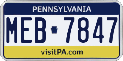 PA license plate MEB7847