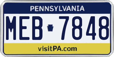 PA license plate MEB7848