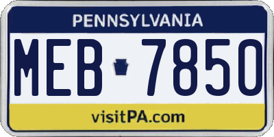 PA license plate MEB7850