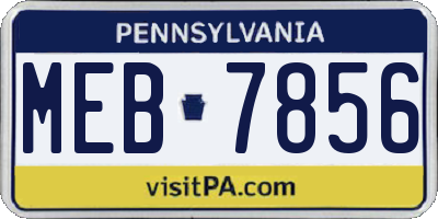 PA license plate MEB7856
