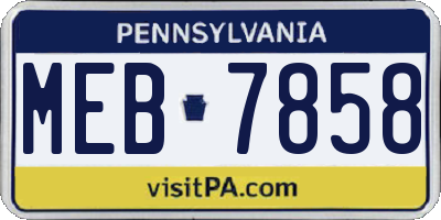 PA license plate MEB7858