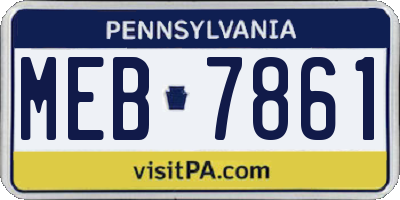 PA license plate MEB7861