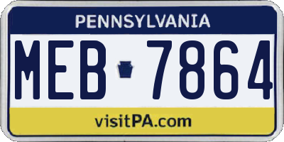PA license plate MEB7864