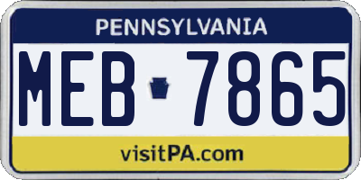 PA license plate MEB7865