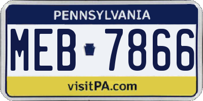 PA license plate MEB7866