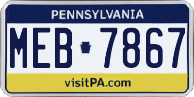 PA license plate MEB7867