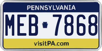 PA license plate MEB7868