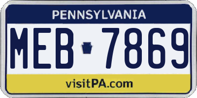 PA license plate MEB7869